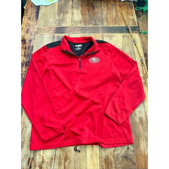 NFL Men Red San Francisco 49ers Team Apparel Quarter Zip Pullover Jacket Size L - Picture 2 of 5